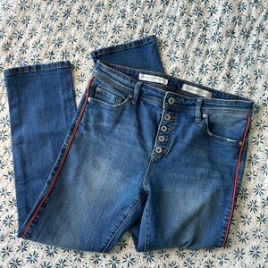 Pilcro and the Letterpress Denim Jeans with Red Piping & Button Fly Size 29